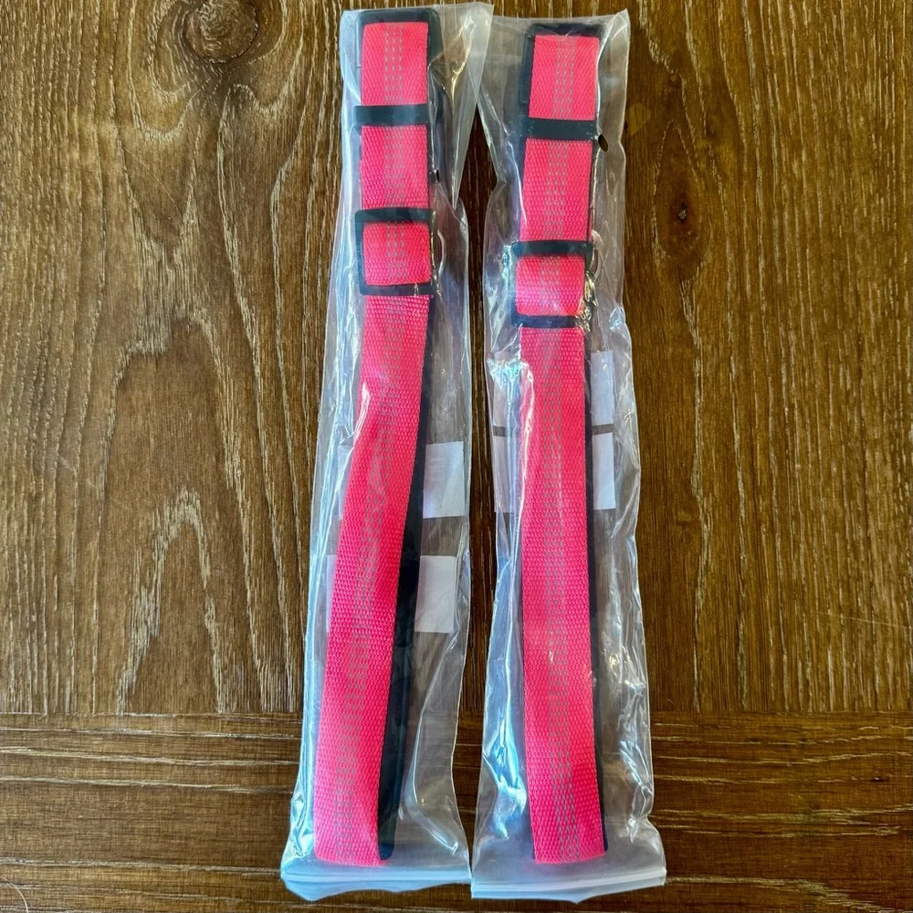 1 set of 2 reflective nylon hot pink dog collars L